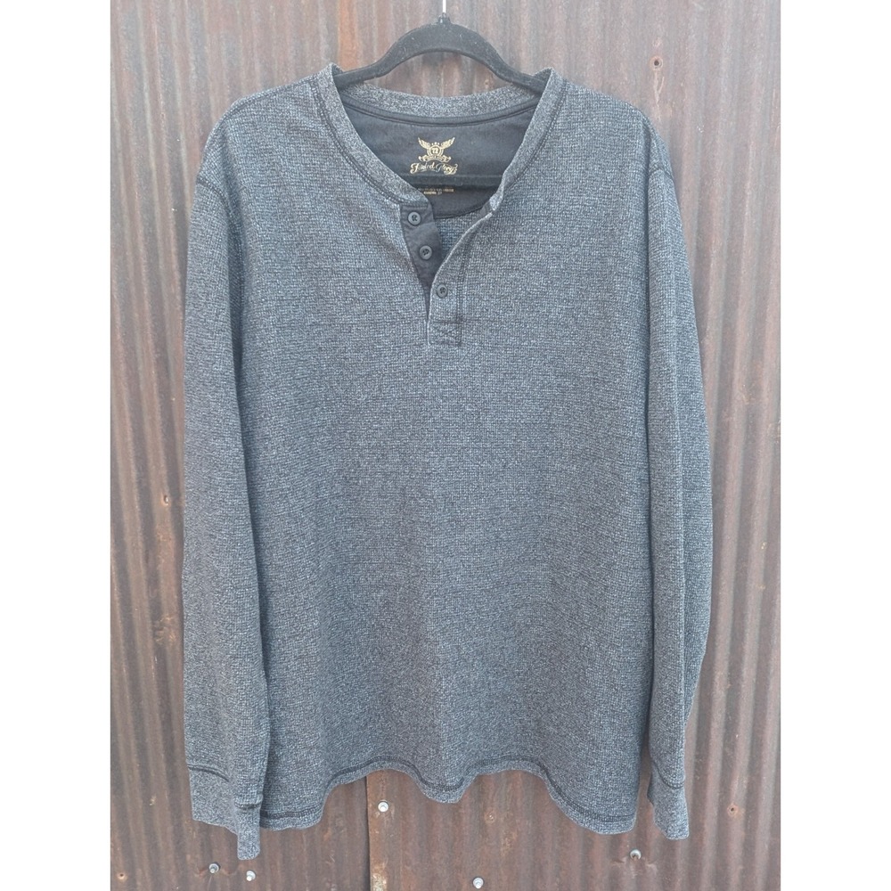 Foundry Supply Henley Shirt Mens 2XLT‎ Tall Waffle Knit Thermal Gray Long Sleeve